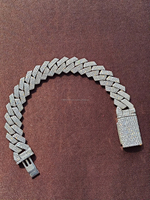 Bracelet à breloques Vana Jewels H01 14MM en argent sterling 925, serti de moissanite brillante 17 carats, coupe Miami Cuban Link, design Monaco, style hip-hop