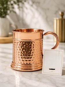 Mug à Moscow Mule classique en cuivre martelé ILAHI avec poignée, réutilisable pour les fêtes à domicile - Product Image 4