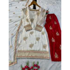 Conjunto de fiesta hermosa para mujer Top Plazzo Dupatta - Product Image 4