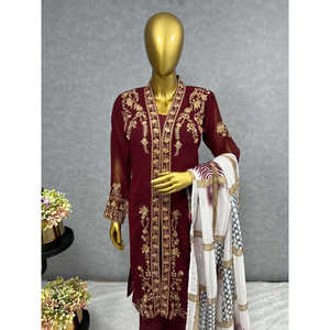 Conjunto de Salwar Kameez de Rayón de Diseñador con Hermoso Bordado para Bodas, Talla XL - Product Image 2