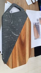 Planche à découper et à servir de luxe en bois d'acacia et marbre, style abstrait, pour charcuterie et fromages, ustensile de cuisine pour la maison - Product Image 5