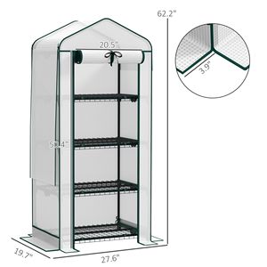 Serra Portatile a 4 Livelli con Copertura in PE Bianco ad Alta Resistenza, Struttura in Legno e Metallo per Uso Esterno e Interno - Product Image 3
