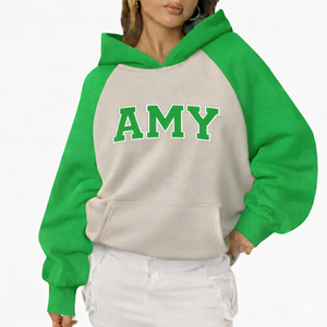 Sweat-shirt élégant pour femme, à capuche, long, en molleton d'hiver, coupe ample et décontractée, chaud, en coton, avec logo frontal - Product Image 2