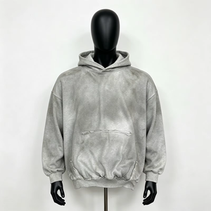 Sudadera con Capucha para Hombre, 100% Algodón, Corte Holgado, Estilo Vintage, Lavado Desgastado con Detalles de Borde Crudo - Product Image 1