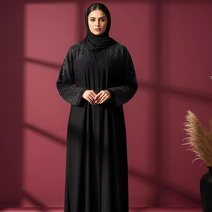 Luxury Rhinestone Abaya Breathable Loose Fit Polyester Women Party Evening Floor Length <b>Dress</b> Middle East Flare - Product Image 1