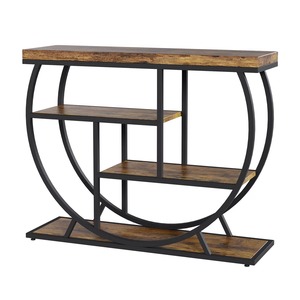 Mesa de Centro Moderna de Estilo Industrial con Superficie de Madera y Estructura Metálica, Mueble de Sala de Estar con Almacenamiento - Product Image 1