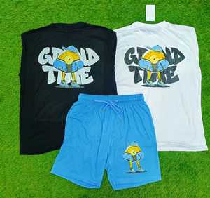 100% coton correspondant ensembles courts vêtements décontractés été homme 2 pièces ensemble sport pour hommes chemises et shorts hommes ensembles - Product Image 1