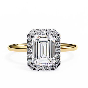 Anillo de Compromiso y Boda de Diamante Cultivado en Laboratorio, Corte Esmeralda y Baguette Cónico, 1.50 CT, Certificado IGI, HPHT CVD, Oro 14k, para Mujer - Product Image 1