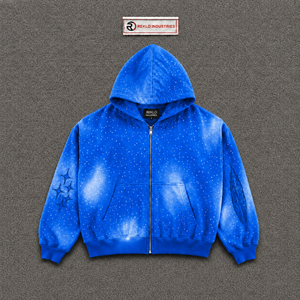 เสื้อฮู้ดดี้ผู้ชายสีน้ำเงินรอยัลประดับคริสตัล รุ่นพรีเมียมทรงโอเวอร์ไซส์ สีน้ำเงินรอยัล  แบบสวมหัว  สำหรับฤดูหนาว  ไซส์ C - Product Image 5