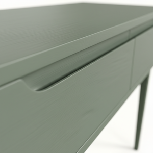 Table console ronde moderne en chêne massif avec 2 tiroirs, meubles de salon écologiques pour les espaces modernes - Product Image 4