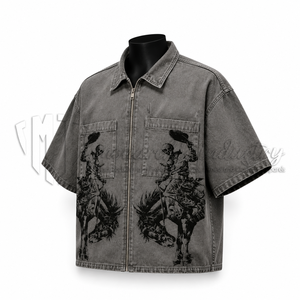เสื้อเชิ้ตแขนสั้นผ้าทวิลสีเทาสำหรับผู้ชาย แบบซิปเต็มตัว ทรงลำลอง ผลิตตามแบบ ODM สำหรับฤดูใบไม้ผลิ ผลิตจากผ้าฝ้ายออร์แกนิค 100% เป็นมิตรต่อสิ่งแวดล้อม รับผลิตแบบ OEM และติดฉลากสินค้าส่วนตัว - Product Image 3