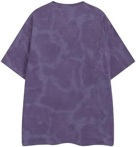 เสื้อยืดแขนสั้นทรงโอเวอร์ไซส์ลายมัดย้อมพร้อมลายตัวอักษร คอกลม สไตล์สตรีทสำหรับผู้ชาย ผ้าคอตตอนเจอร์ซีย์ ทรงปกติ - Product Image 2