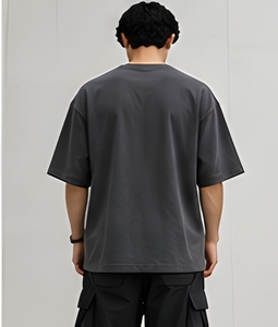 T-shirt en coton molletonné épais coupe ample et oversize, unisexe, vêtement décontracté streetwear, usine de confection OEM - Product Image 2