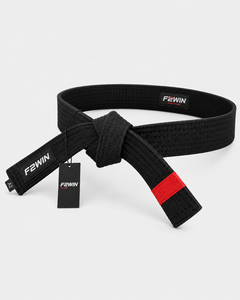 Cinturón de Karate Negro F2WIN con Franja Roja, Poliéster Elástico Resistente de Secado Rápido, Unisex para Adultos, Ropa de Artes Marciales con Logotipo Frontal, Precio al por Mayor - Product Image 3