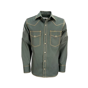 Western Mens Long Sleeve Denim FR <b>Welding</b> Work <b>Shirts</b> Flame Resistant - Product Image 2