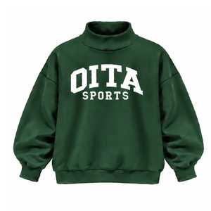 เสื้อสเวตเชิ้ตคอเต่าสีเขียวป่าทรงโอเวอร์ไซส์ ยูนิเซ็กส์ เนื้อผ้าหนา ทรงหลวม สวมใส่สบาย แขนยาว พิมพ์ลายตามสั่ง สไตล์ลำลองแนวสตรีทแวร์ - Product Image 1