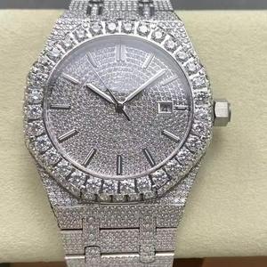Montre en diamant Moissanite de qualité supérieure, style Hip Hop Bling, avec verre saphir ou acier inoxydable massif, disponible à la vente - Product Image 6
