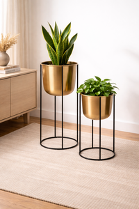 Jardinière d'intérieur et d'extérieur polyvalente en fer brun thermolaqué durable avec drainage - Product Image 4