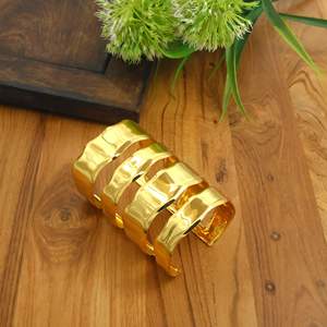 Stainless Steel Wide Hammered Cuff <b>Bangle</b> <b>Bracelet</b> for Women | Gold Silver Open Statement Cuff | Fashion Jewelry OEM ODM - Product Image 3