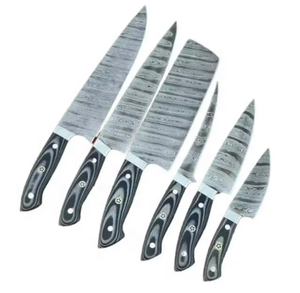 Ensemble de couteaux de cuisine professionnels en acier Damas faits à la main, manche en Micarta noyer, directement de l'usine - Product Image 1