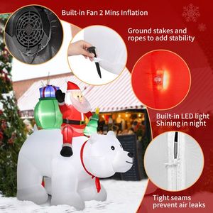 Decorazione Natalizia da Giardino Gonfiabile con Babbo Natale su Orso Polare, 15W, 7 Luci LED, 1,8m - Product Image 6