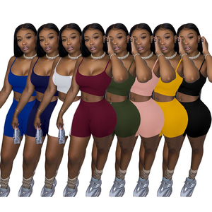 Custom logo Women Summer Biker Shorts <b>Set</b> Blank 2 Two Piece Short <b>Set</b> Plain Sweatsuits Tracksuits for Women 2025 - Product Image 2