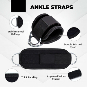 Sangle de cheville avec anneau métallique pour les exercices de musculation, les entraînements avec machine à câble et les exercices de bas du corps - Product Image 6
