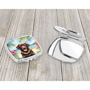 Espejo de maquillaje de mano plegable compacto Luau Labrador Retriever de Chocolate para mujer, espejo de maquillaje de bolsillo decorativo de viaje, regalo - Product Image 3