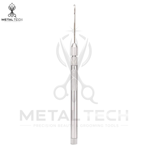 Silver Metal Hair Extension Pulling <b>Needle</b> Latch Hook Loop <b>Threader</b> Set With 3 Replaceable Tips Salon Micro Bead Installation - Product Image 3