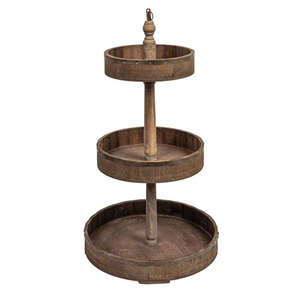Rustic Wooden 3 <b>Tier</b> <b>Cake</b> <b>Stand</b> Multi Layer Round Display <b>Stand</b> Natural Finish Reusable - Product Image 1
