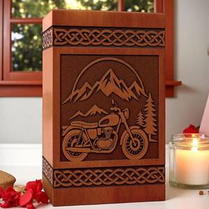 Handmade Wooden Motorcycle Urn: Custom Engraved Memorial Keepsake urn Memorial Keepsake by AYAANS - Product Image 6