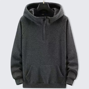 Custom <b>Men</b> <b>Half</b> <b>Zip</b> Hoodie Fashionable Loose Fit Solid Color Hooded <b>Sweatshirt</b> Casual Daily Wear Outdoor Activity Pullover Tops - Product Image 6