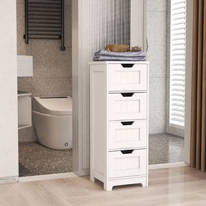 Mobiletto Bianco a 4 Cassetti Autoportante per Bagno, Soggiorno e Cucina - Product Image 1