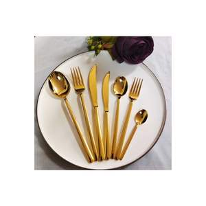 Ensemble de couverts de luxe en or, acier inoxydable 18/10, manche noir mat, ensemble de couverts de table royal pour mariage, restaurant, hôtel - Product Image 4