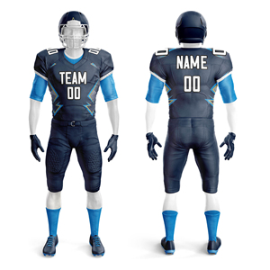 Camiseta de Fútbol Americano Team 00, Cuello en V, Manga Corta, Absorbe la Humedad, Ajustada, Unisex, Uniforme Sublimado, Azul Gris, 100% Poliéster - Product Image 1