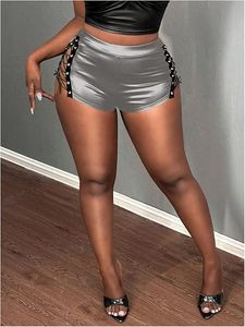 Women's Faux Leather Paperbag Waist <b>Shorts</b> Premium PU Leather Fashion <b>Shorts</b> Custom Manufacturing Service - Product Image 1