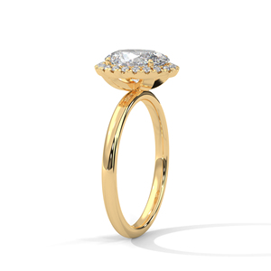 Bague de promesse en diamant de laboratoire ovale certifié GRA avec accents pavés latéraux, plaqué or 14 carats, bijoux de fiançailles et de mariage pour femme - Product Image 3