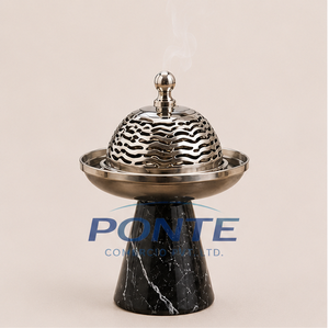 Luxury Marble and Metal <b>Bakhoor</b> Burner Elegant Middle Eastern <b>Oud</b> Incense Censer For Ramadan Decor High-End Wedding Gift - Product Image 5