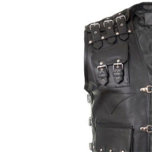 Gilet en cuir véritable pour homme, style vintage noir, en cuir de vachette naturel, sans manches, prix raisonnable, service OEM. - Product Image 3