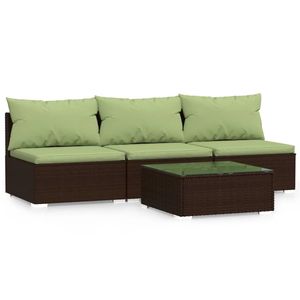 Ensemble de salon de jardin marron avec coussins verts - Product Image 2