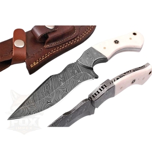 Couteau de chasse Skinner en acier Damas torsadé fait main de qualité supérieure, taille personnalisée, manche en bois, lame à pointe clip, épaisseur 0,5 mm - Product Image 4