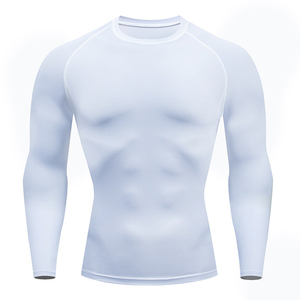 <b>Men</b> Long Sleeve <b>Compression</b> <b>Shirt</b> Solid Black Knitted Slim Fit O-Neck Sporty Quick Dry Athletic Wear <b>Men</b> <b>compression</b> <b>shirts</b> - Product Image 2