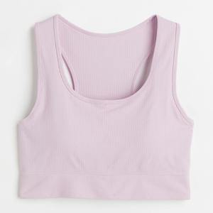 Soutien-gorge de sport basique en tissu doux au design simple, dos nu, pour yoga, gym, course à pied, entraînement, haut de sport pour femme - Product Image 1