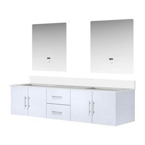 Glossy White 80 In. Double Bath <b>Vanity</b> with 22 In. D White Quartz Top and 30 In. LED Mirrors <b>Bathroom</b> <b>Vanities</b> - Product Image 4