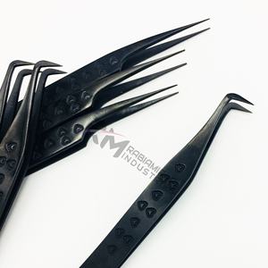Pinzas para Pestañas RMI Profesionales de Acero Inoxidable con Puntas Curvas en Ángulo L de 90 Grados para Extensión de Pestañas de Volumen - Product Image 5