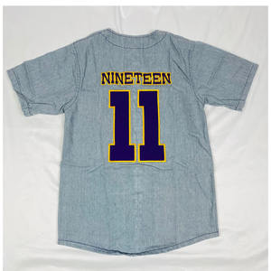 Camiseta de Béisbol Personalizada para Hombre, Cuello Redondo, Bordada, Manga Corta, Uniforme de Equipo, Transpirable, 100% Algodón, Tejido de Punto, Estilo Urbano - Product Image 6