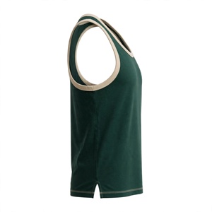 Débardeur sans manches vert foncé pour homme Amkoor, col rond, séchage rapide, en polyester tricoté, patchwork color block, style sportif décontracté - Product Image 6