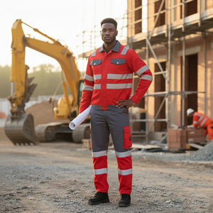 Overol de Trabajo de Seguridad para Hombre, Reflectante de Alta Visibilidad ANSI 2025, con Luces LED, Impermeable, de Poliéster, para Construcción - Product Image 5