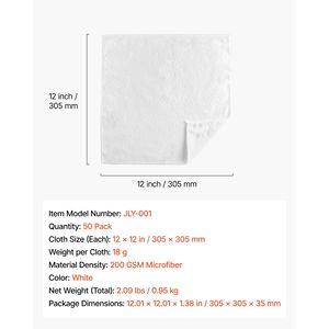 Confezione da 50 Panni in Microfibra Premium 12 X 12 Bianchi per Pulizia, Senza Pelucchi, Anti-Graffio, Altamente Assorbenti - Confezione da 12 - Product Image 4