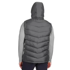 <b>Men's</b> <b>White</b> Hooded Sleeveless Quilted <b>Jacket</b> Canvas Eco-Friendly Waterproof Windproof Polyester Winter Minimalist Style Front - Product Image 5